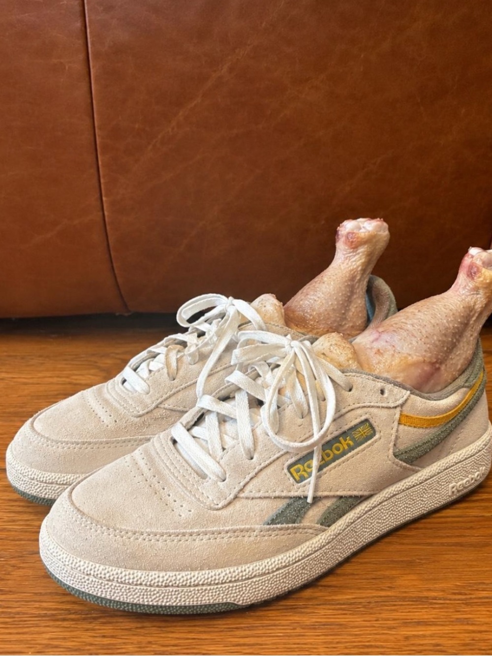 Reebok Club C Revenge Trek Green Classic Yellow Bone Size 5 1/2